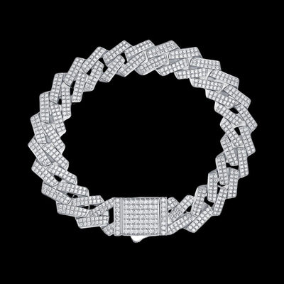 ANTARES - Bracelet Cubain 14mm - Moissanite VVS1 et Argent 925 - Maison Brillance