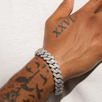 ANTARES - Bracelet Cubain 14mm - Moissanite VVS1 et Argent 925 - Maison Brillance