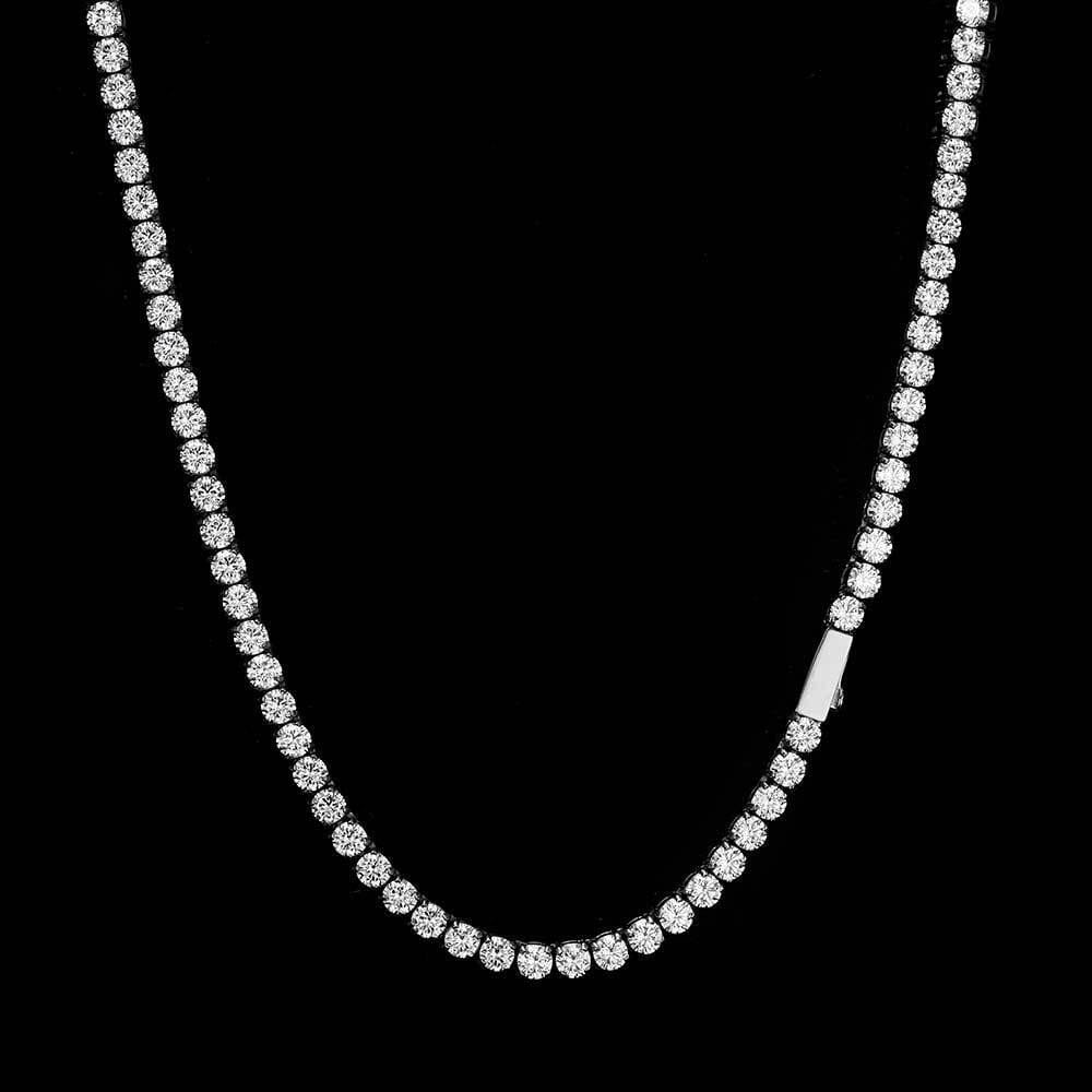 DROXY- Chaîne de Tennis - Or blanc collier Maison Brillance Argent 40cm 3mm