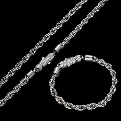 FALIS - Chaîne Rope 6mm - Acier inoxydable Bracelet Maison Brillance Argent 18cm bracelet 