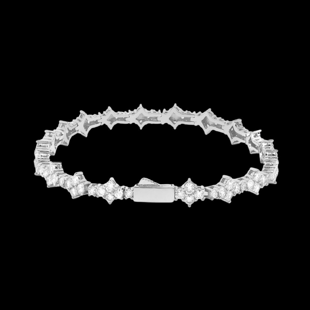 FRYSA - Bracelet de Tennis Rosier 6,5 mm - Or Blanc Bracelet Maison Brillance Argent 18cm 