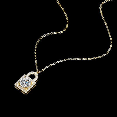 GAROX - Chaîne avec Pendentif Cadenas - Moissanite VVS1 Argent 925 - Maison Brillance