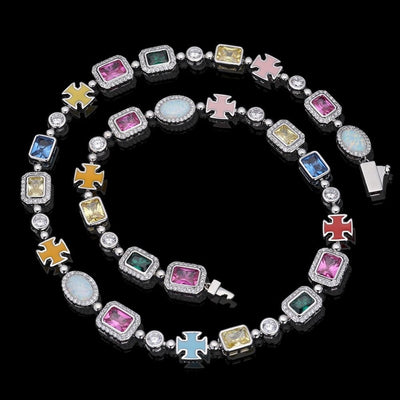 HARAS - Collier Coloré 10mm - Or Blanc - Maison Brillance