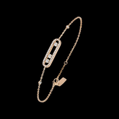 Hopas - Argent 925 Bracelet Maison Brillance Or rose 