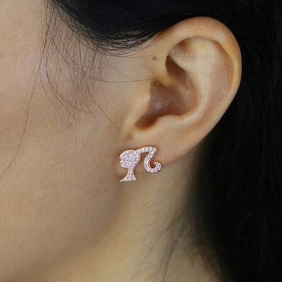HORY - Boucle d'Oreilles Visage - Or rose - Maison Brillance