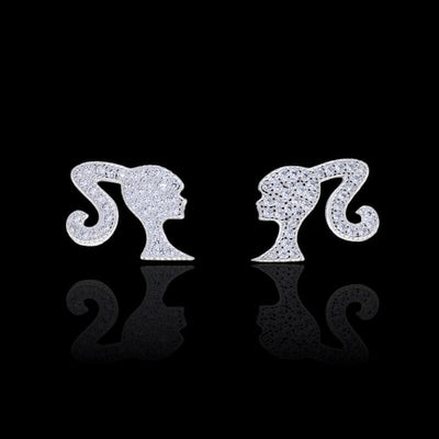 HORY - Boucles d'Oreilles Visage - Or blanc - Maison Brillance