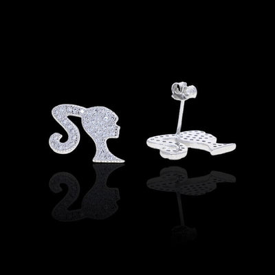 HORY - Boucles d'Oreilles Visage - Or blanc - Maison Brillance