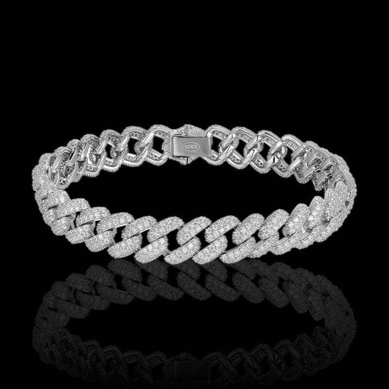 IZAR - Bracelet Cubain 8mm - Argent 925 Bracelet Maison Brillance 16cm Argent 