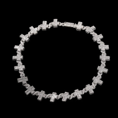 LEOXO - Chaîne Croix Torsadées - Or blanc - Maison Brillance