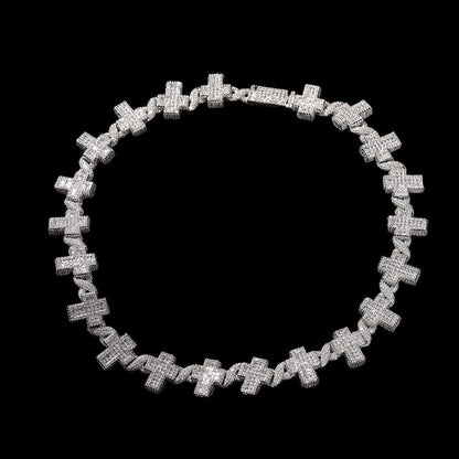 LEOXO - Chaîne Croix Torsadées - Or blanc - Maison Brillance