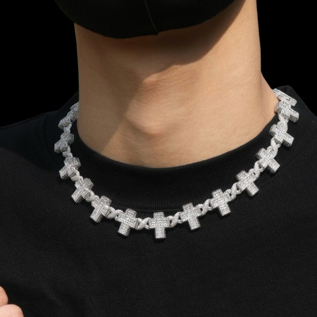 LEOXO - Chaîne Croix Torsadées - Or blanc - Maison Brillance