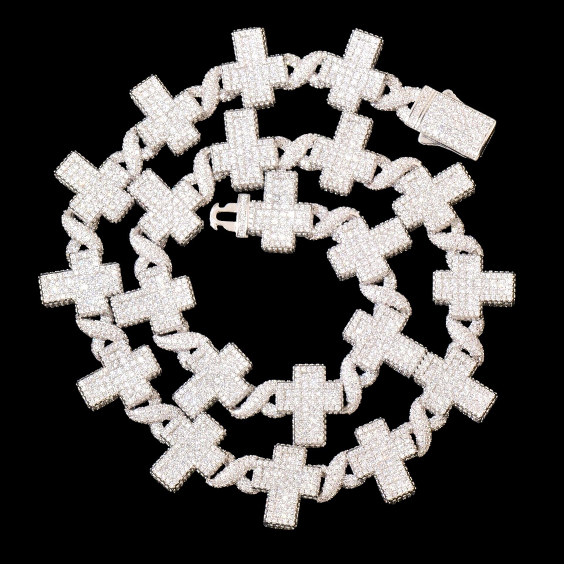 LEOXO - Chaîne Croix Torsadées - Or blanc - Maison Brillance
