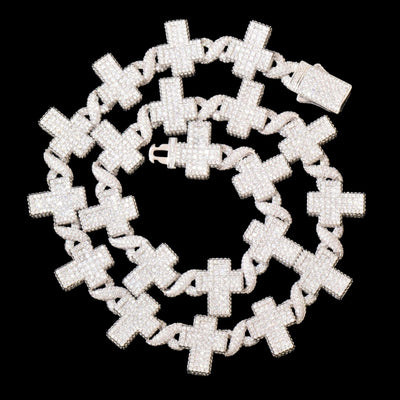 LEOXO - Chaîne Croix Torsadées - Or blanc - Maison Brillance