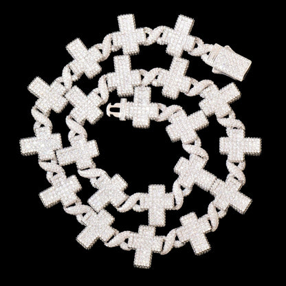 LEOXO - Chaîne Croix Torsadées - Or blanc - Maison Brillance