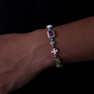 MELMOX - Bracelet Coloré 10mm - Or Blanc - Maison Brillance