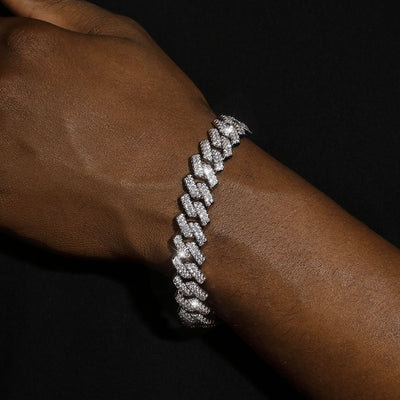 MIRA - Bracelet Cubain 14mm - Or Blanc - Maison Brillance