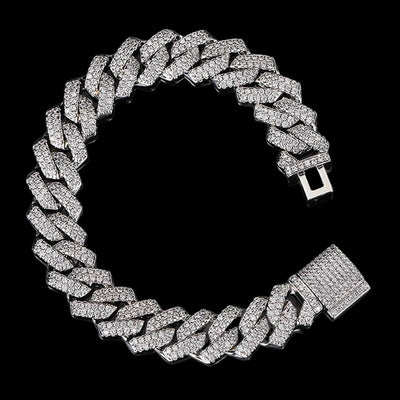 MIRA - Bracelet Cubain 14mm - Or Blanc - Maison Brillance