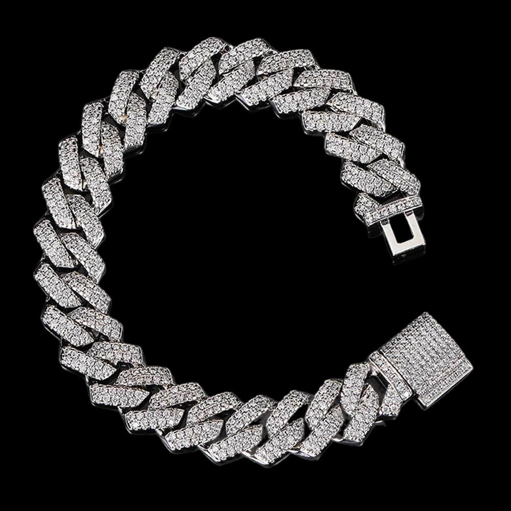 MIRA - Bracelet Cubain 14mm - Or Blanc Bracelet Maison Brillance 