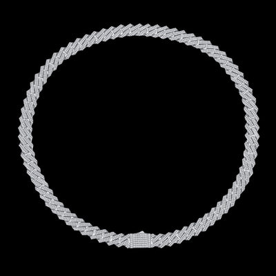 ORION - Chaîne Cubaine 14 mm - Moissanite VVS1 et Argent 925 - Maison Brillance