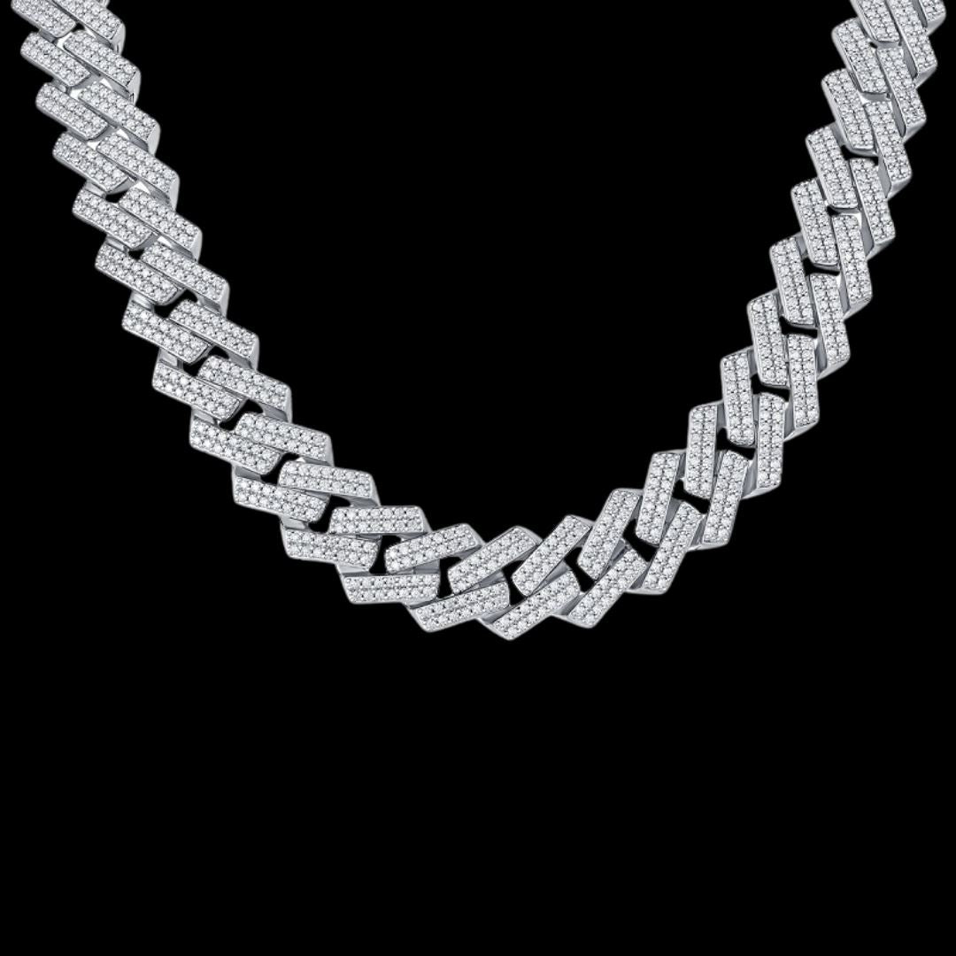 ORION - Chaîne Cubaine en Moissanite VVS1 et Argent 925 - 14 mm collier Maison Brillance 