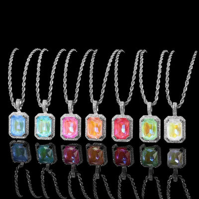 POLLUX - Chaîne Torsadée 3mm avec pendentif Gemme - Or blanc - Maison Brillance