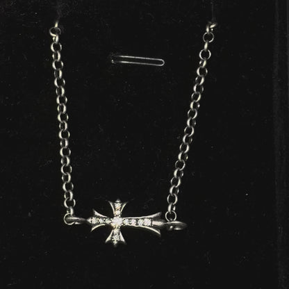 PHANTOM LINK – Bracelet Croix réglable en Moissanite VVS1 et Platine Vieilli