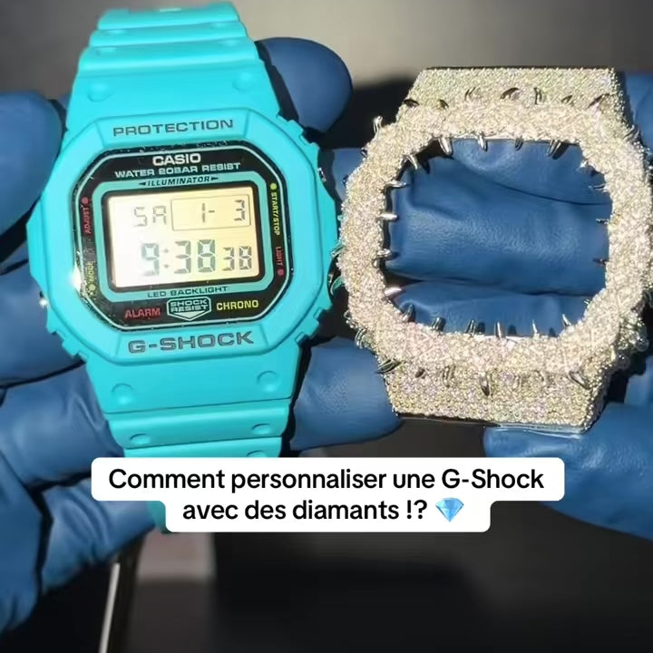 Charger la vidéo: G-ICE Numérique - Boitier pour G-SHOCK - Moissanite VVS1