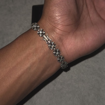 DIVINE LINK – Bracelet Croix 20 cm en Platine Vieilli