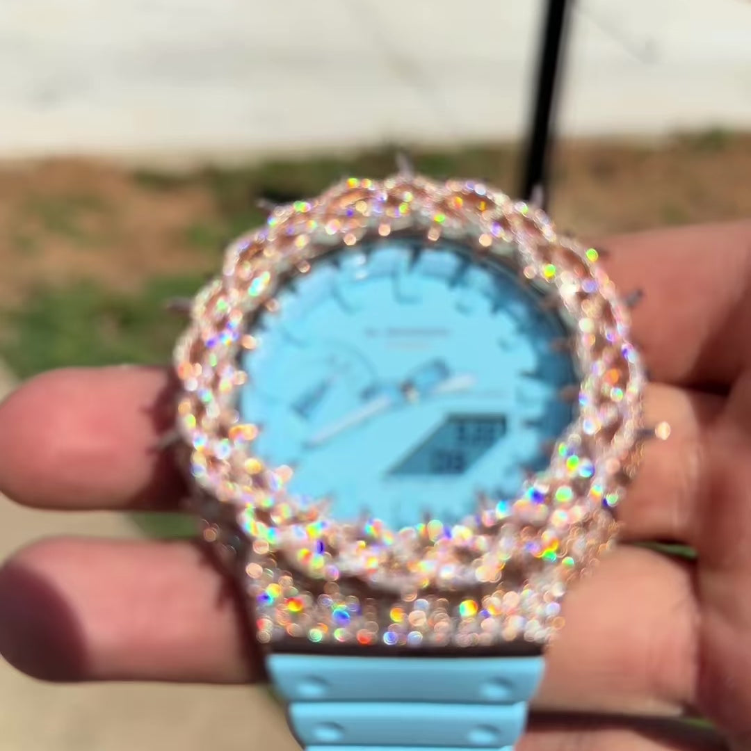 Load video: G-ICE RONCES - Cadran pour G-SHOCK - Moissanite VVS1