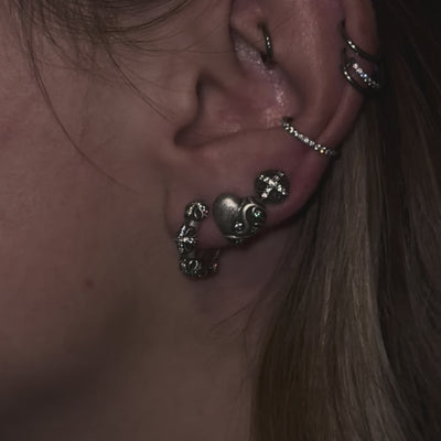 HEAVENBREAKER – Boucles d’oreilles Cœur Sculpté 10 mm en Moissanite VVS1 et Argent 925 Vieilli