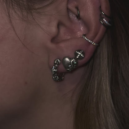 HEAVENBREAKER – Boucles d’oreilles Cœur Sculpté 10 mm en Moissanite VVS1 et Argent 925 Vieilli