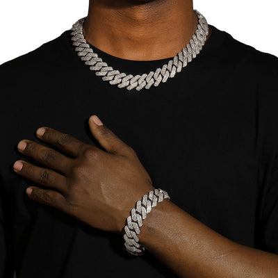 TYLAS - Chaîne Cubaine 2cm - Or Blanc - Maison Brillance