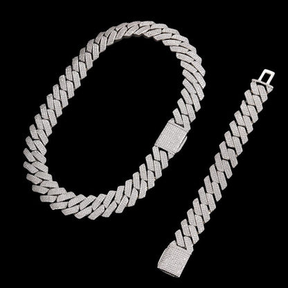 TYLAS - Chaîne Cubaine 2cm - Or blanc collier Maison Brillance 