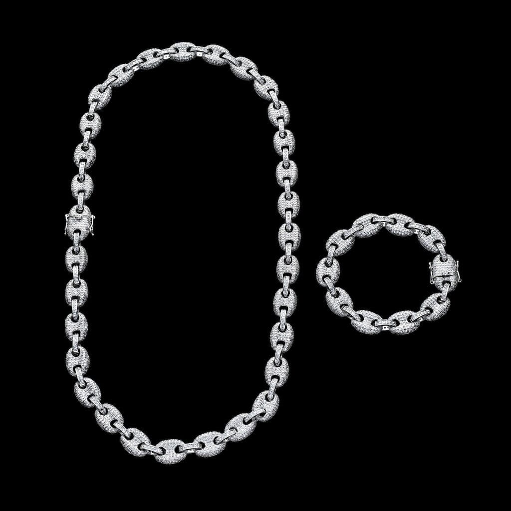 Wigos - Chaîne Graine de Café 12 mm - Or blanc collier Maison Brillance 