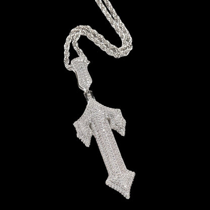 ZARLAS - Chaîne Rope avec Pendentif T - Or blanc collier Maison Brillance Argent 