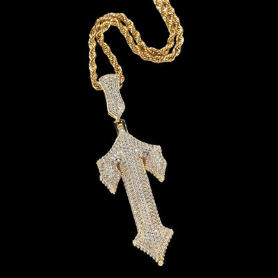 ZARLAS - Chaîne Torsadée avec Pendentif T - Or - Maison Brillance